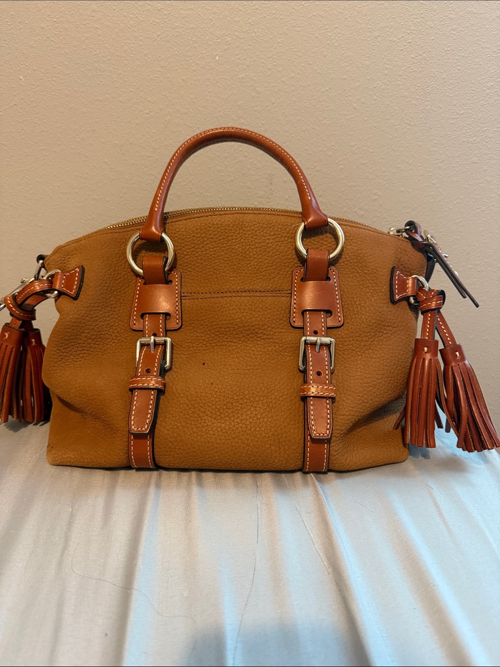 Dooney & Bourke Caramel Brown Pebble Leather Shoulder Bag - Picture 2 of 7